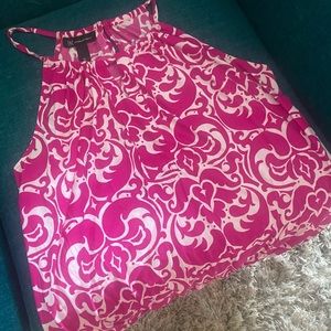 Hot pink and white halter top by INC size XL.